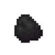 A small black lump shape on a white background.