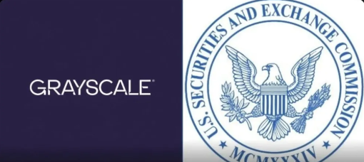 Side-by-side logos of Grayscale Investments (on dark purple background) and the U.S. Securities and Exchange Commission (SEC) seal (on white background).