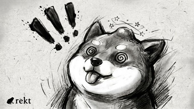 A dizzy, hypnotized Shiba Inu with swirly eyes and stars circling its head illustrates the post's revelation that $19.3M was drained from BONK in a governance attack, where the "bonk_inu" appears dazed and disoriented as the watermark "rekt" marks its unfortunate fate.