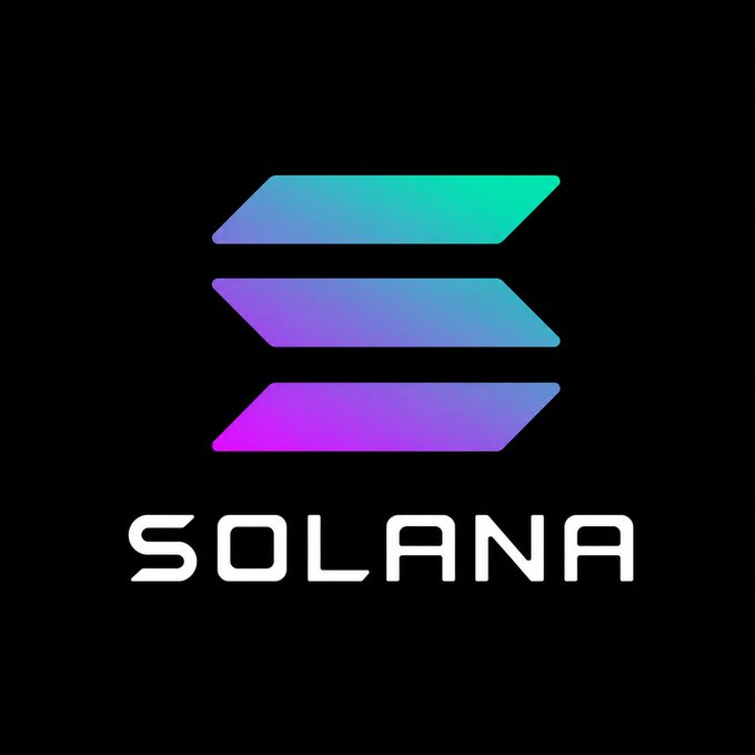 The Solana cryptocurrency logo featuring three stacked, gradient-colored parallelograms (blue, purple, and teal) above the word 'SOLANA' on a black background.