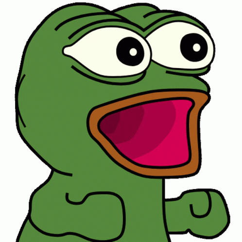A cartoon image of Kermit the Frog in a surprised or excited pose with wide eyes and an open mouth.