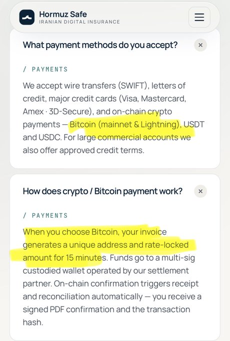 The image shows two screens side by side. The first screen displays information about Bitcoin and Bitcoin payments, while the second screen presents questions related to Bitcoin payments. This might be an advertisement for a Bitcoin-related service or payment platform.