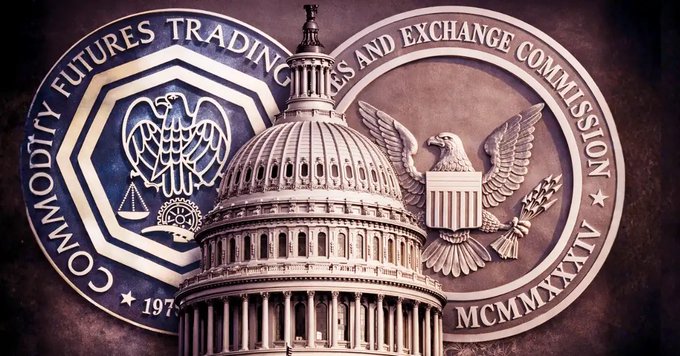 The seal of the Commodity Futures Trading Commission (CFTC) overlaid with the U.S. Capitol building dome and a bald eagle emblem.