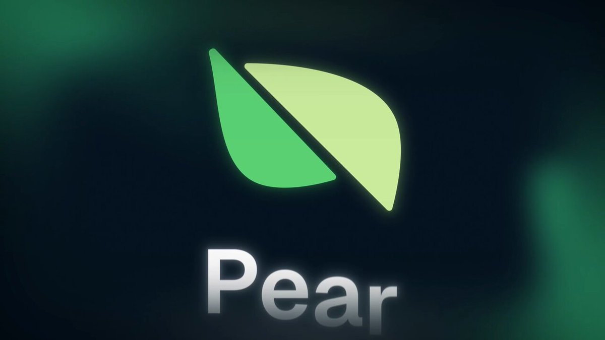 The image features a logo for a company named Pear, which has a green leaf shape with a white outline. The word "Pear" is written below the logo in black text. The background of the image is dark blue, creating a contrast with the light green color of the logo and making it stand out prominently. There are no other objects or texts present in the image.