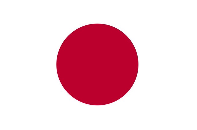 The flag of Japan, featuring a red circle on a white background.