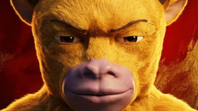A close-up of a yellow, furry dragon-like creature with an intense, smirking expression against a red background—resembling the character Aang's dragon from Avatar, often used as a meme for bullish sentiment—pairs with the post hinting that $marscoin's Binance listing could foreshadow a similar listing for $牛来 (a BNB-chain memecoin).