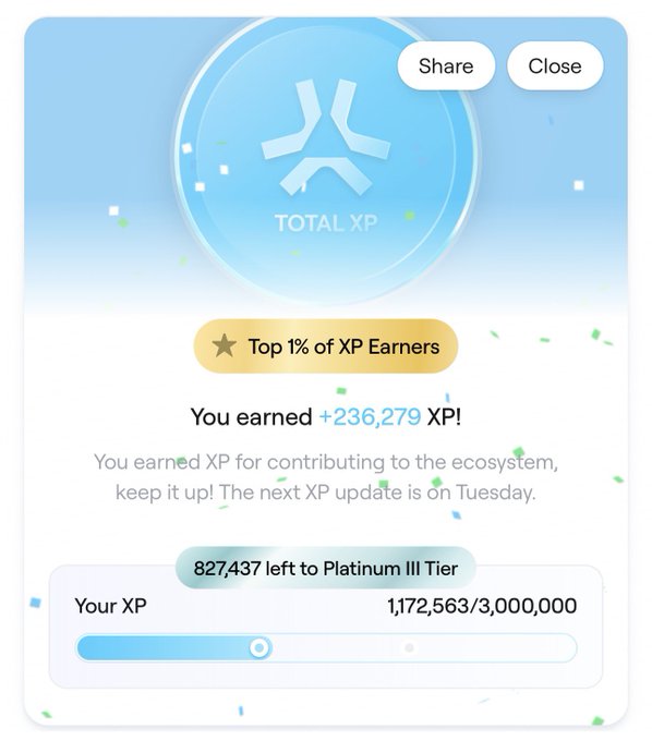 The image shows an XP achievement log for a user named "Quant" who has earned 1,738,837 XP points. The log also displays that they have reached the platinum tier of XP achievements. The XP achievement log is part of a larger project called "XP", which seems to be focused on raising the bar and encouraging users to engage in activities or games that can help them achieve new XP levels.