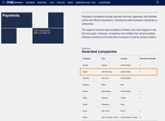 This CNBC Markets screenshot highlights "Payoneer" as a company in the "Payments" category, suggesting a connection to the post's discussion of financial systems and crypto regulation, especially with the mention of $XRP. The image lists Payoneer as being from San Francisco, United States.