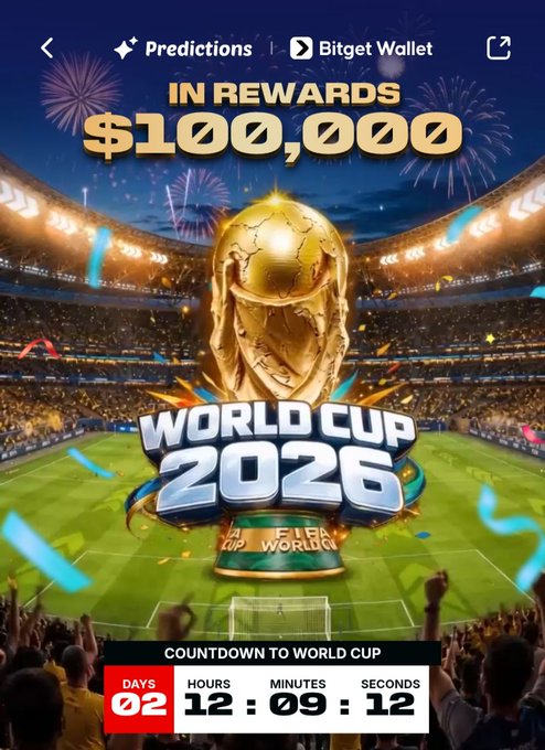 A promotional poster featuring a World Cup poster and confetti. The text reads "In rewards $1,000,000" and highlights the "World Cup 2026".