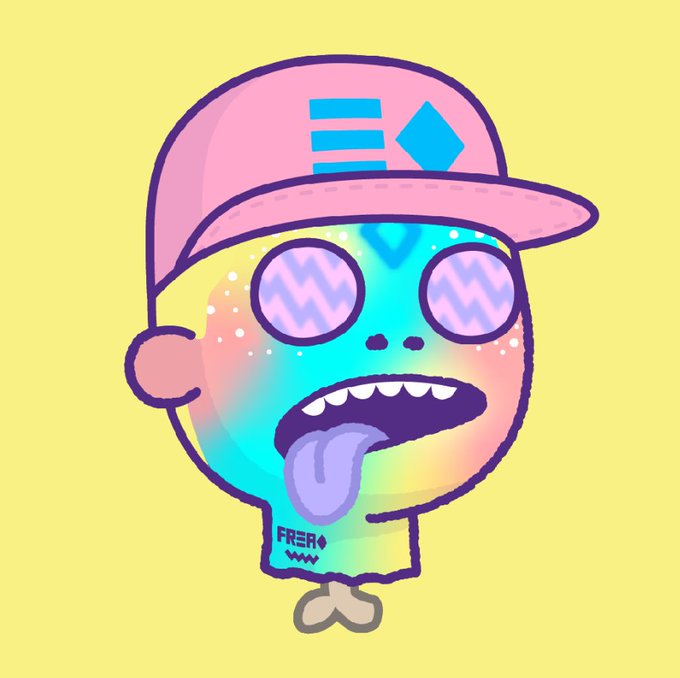 A colorful, psychedelic cartoon drawing of a zombie-like head with 'ZZZ' symbols on its pink cap, large hypnotic eyes, and its tongue hanging out, set against a yellow background.