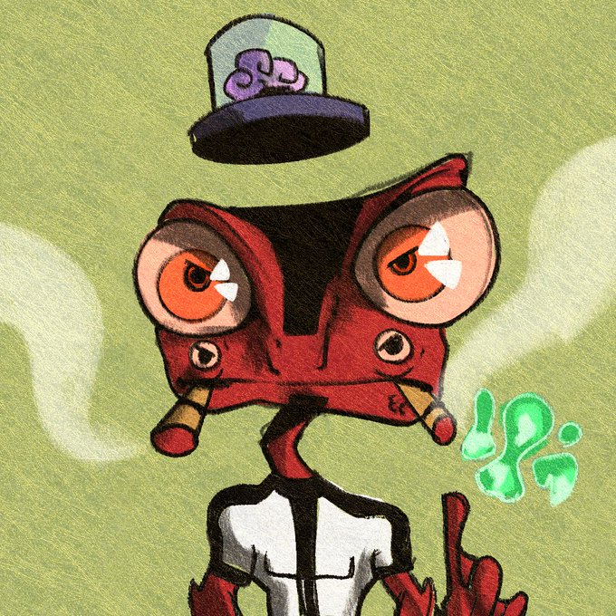 The image features an illustration of a cartoon character, possibly a Rango or a lizard, wearing a hat with a flower design and smoking a cigarette. The character appears to be in a playful mood, as if posing for a photo. The caption provided suggests that someone has found this unique creature in their wallet and is asking what they should do next.