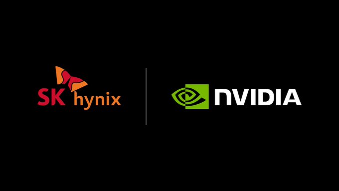 The image features a black background with two logos side by side, one for "SK Hynix" and another for "NVidia". The text "Congratulations all the $DRAM holders tomorrow." is also present in the image. This suggests that there might be an event or competition related to computer hardware or technology, possibly involving the companies behind these logos.