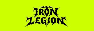 A vibrant neon green background features the bold, gothic-style black text "IRON LEGION," serving as the branding for the @Iron_Legion0 NFT collection giveaway announced in the post.