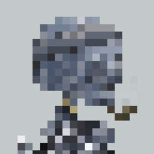 A pixel art image showing a blue-skinned character or creature with what appears to be a tail, rendered in a blocky, low-resolution style.
