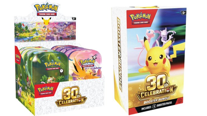 This image features Pokémon 30th Celebration Trading Card Game Booster Bundles, which might be why the poster feels jealous of bots. The bundle includes 6 booster packs and features Pikachu with Mew and Mewtwo on the packaging.