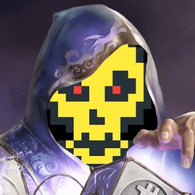 A hooded figure with a pixelated yellow smiley face—drawn over the image's face—mysteriously reaches forward, while a glowing crystal ball reveals a sunlit scene below. The caption connects to the post's themes of hidden truths, conspiracy, and "detective work," framing the figure as an enigmatic oracle hinting at concealed revelations about the NFT partnerships.
