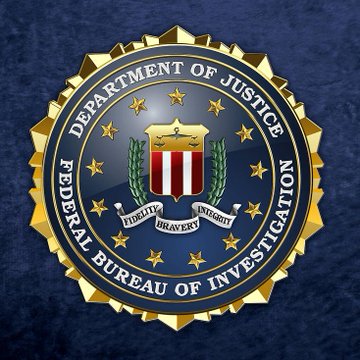 The image shows the official seal of the Department of Justice / Federal Bureau of Investigation, featuring an eagle, shield, stars, and the motto "Fidelity, Bravery, Integrity." This seal directly relates to the post about the arrest of FBI agent Patrick Steven Yaroch, the emblem symbolizing the very agency whose employee is alleged to have stolen cryptocurrency from wallets under investigation.