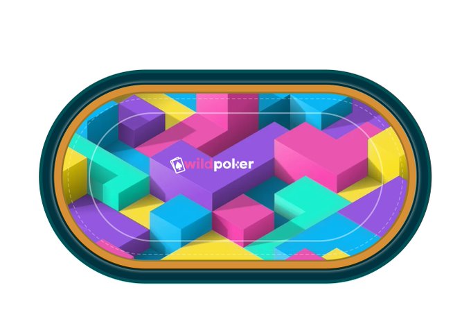 A digital graphic for 'wigo poker' featuring colorful 3D geometric blocks and arrows inside an oval frame.