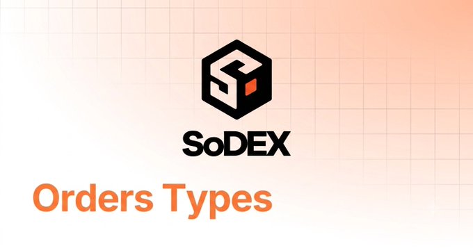 A title slide with the SoDEX logo and the heading 'Orders Types' on a peach-colored gradient background.