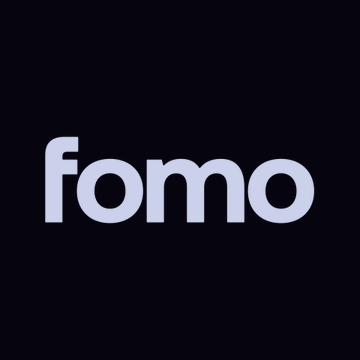 The image displays the "fomo" logo in light purple text on a black background, representing the social trading app Fomo, which according to the accompanying post, outperformed Pump.fun in daily Solana revenue by generating $1.76 million compared to Pump.fun's $1.1 million on Friday.