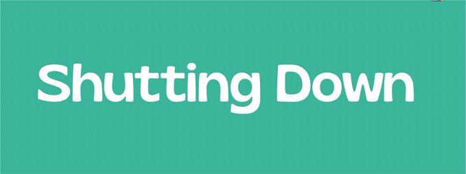 A green banner with white text reading 'Shutting Down'.