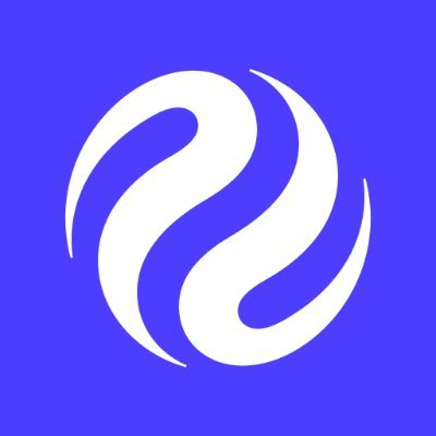 The image displays a stylized white "S" logo composed of two curved, flame-like shapes against a purple-to-blue gradient background, representing the Sunrise platform. This aligns with the post announcing that Injective's $INJ token is now live on Solana via Sunrise, highlighting the platform facilitating the token integration.