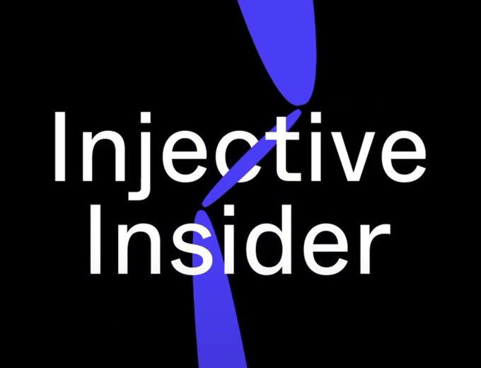 A logo with white text 'Injective Insider' over a stylized blue 'i' on a black background.