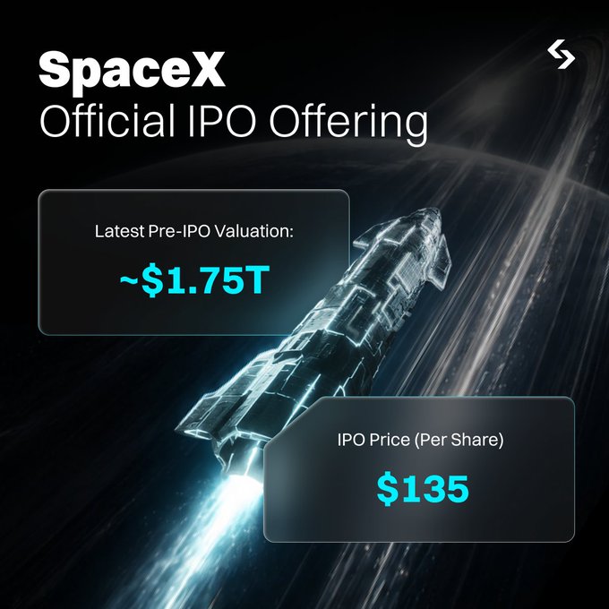 ips.com has posted that day's worth of SPCX's $SPCX IPO offering on their post. The offer currently closes at $1.75 per share, with shares priced at $138 per share by the end of the day.
