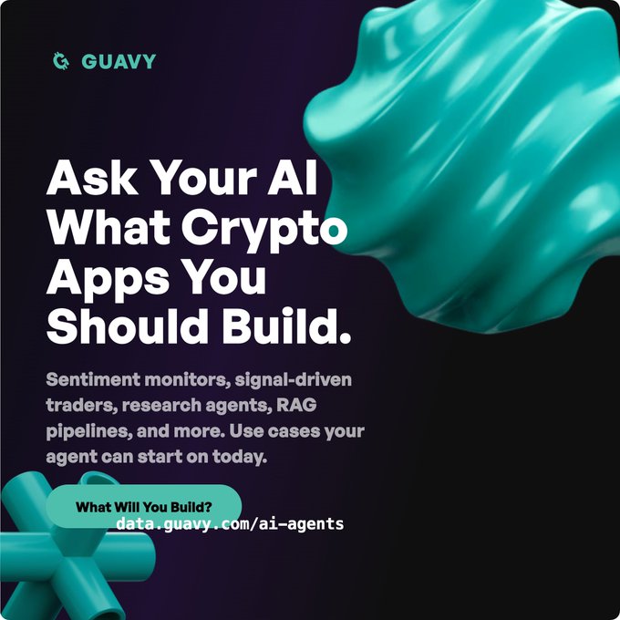 The image features a blue, green, and black color scheme with text that reads "Ask Your AI What Crypto Apps You Should Build." The background of the image is dark purple, which contrasts with the lighter colors used for the text. There are two small objects in the image - one is a blue ball on the left side, while the other is a green pipe on the right side. These objects appear to be part of the design or decoration surrounding the post.