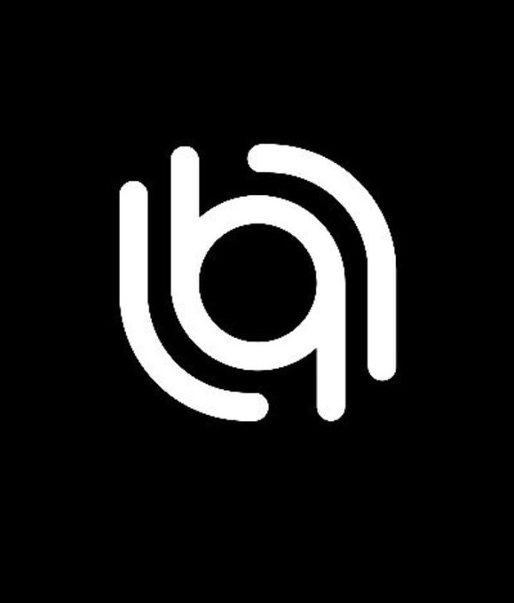 The image displays a minimalist white logo on a black background featuring a stylized lowercase "b" and "a" interlinked together, likely representing the Allbridge brand. This aligns with the post's message about Allbridge.io as a cross-chain bridging protocol that helps users focus on their goals rather than being tied to a single blockchain.