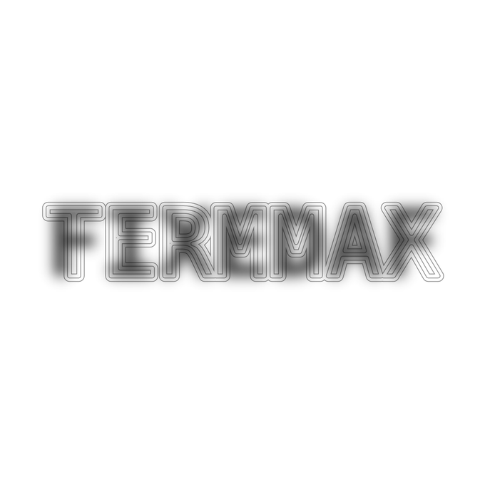 Minimalist logo design with the text 'TERMMAX' rendered in a silver/chrome outlined font on a white background, with a soft shadow effect.