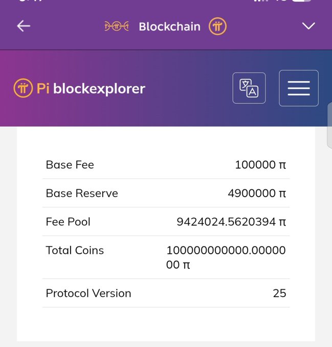 A screenshot of the Pi blockexplorer displaying protocol statistics, with a "Protocol Version" of 25, confirming the recent Mainnet migration mentioned in the post (with V. 26 anticipated next).