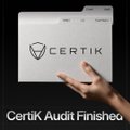 A hand holds a folder displaying the CertiK logo with the text 'CertiK Audit Finished' below.
