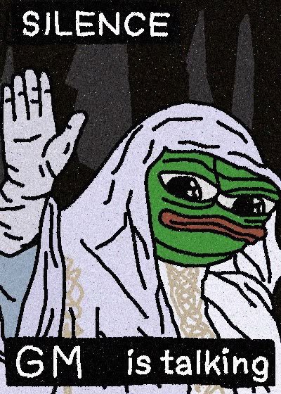 A Pepe the Frog meme dressed as a wizard with a raised hand, with text 'SILENCE' at the top and 'GM is talking' at the bottom.