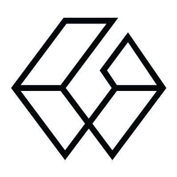A black and white geometric line-art logo composed of interlocking hexagonal shapes.