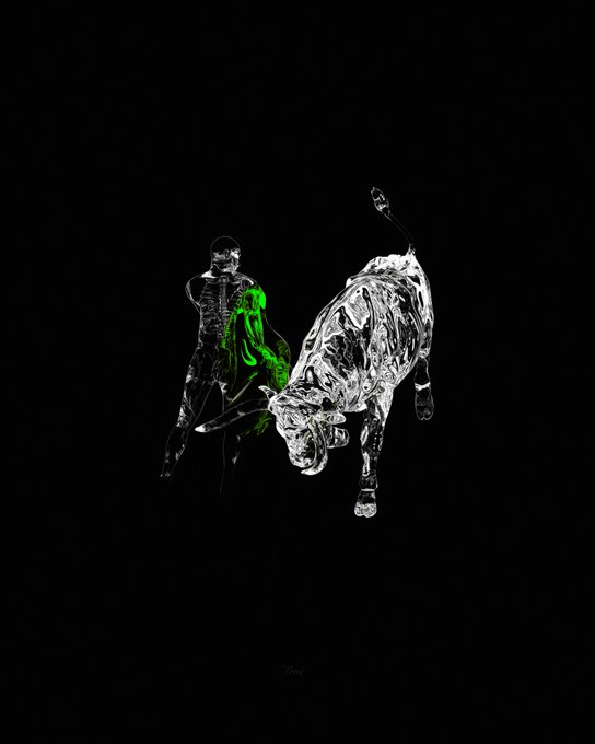 A metallic, chrome-textured figure stands next to a similarly chrome-textured panther with glowing green accents on a black background.
