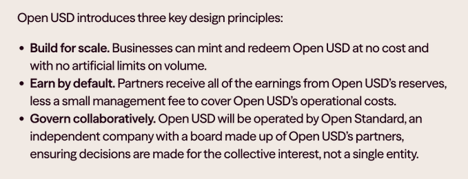 Text describing Open USD's three key design principles: Build for scale, Earn by default, and Govern collaboratively.
