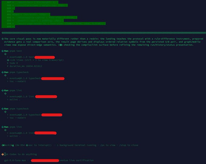 A terminal screen displays code and test results with a green bar chart at the top, showing pass/fail metrics for various test categories like 'prgms test' and 'typecheck'.