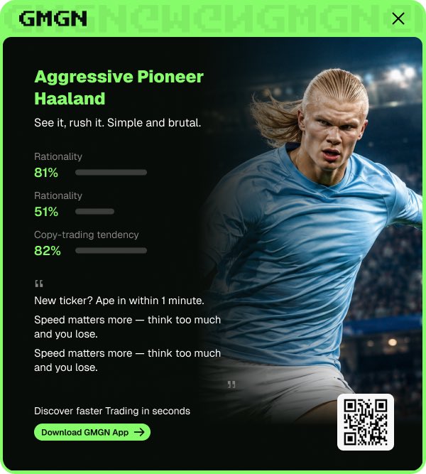 "Forget MBTI - take your BITI (Baller Identity Test Index) If your on-chain moves had a playstyle, which baller would you be? Quote this post Drop your Baller Card result Tag a fellow degen Add the hashtag #GMGNWC2026#WhatIsYourBallStyle 6 lucky ballers". Focus on what is in the image and how it relates to the post.
