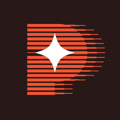 A stylized red logo featuring a white four-pointed star over horizontal lines on a black background.