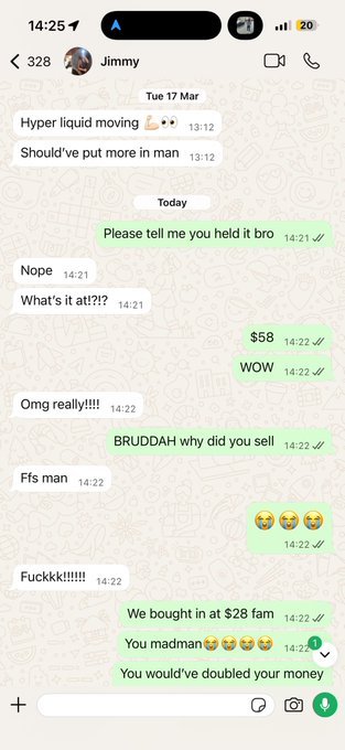 The image shows a WhatsApp message screen with several texts, including one that reads "Please tell me I hold bro". The person who sent this text is described as jenny. Another message within the group chat states that someone should really put more effort into marketing, while others in the chat are confused about how to deal with the confusion. One of the messages has a joke at its end and features a picture of a man's face wearing yellow pants. The context of the conversation seems to be related to an advertisement or marketing discussion among friends on WhatsApp.
