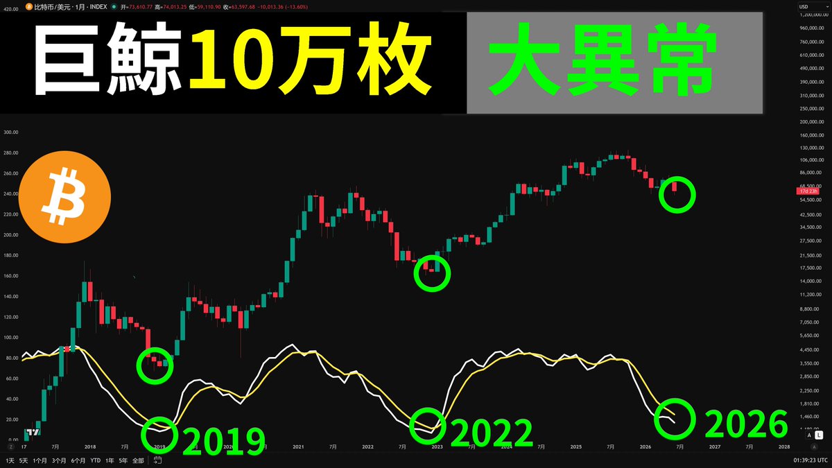 The image shows a computer screen displaying an animation of Bitcoin's movement over time, with a price chart tracking its fluctuating value. A gold Bitcoin symbol is present at the bottom of the frame. There are various texts displayed in both Chinese and English on this animated graph, providing context and information about the Bitcoin market trends or events that have occurred.