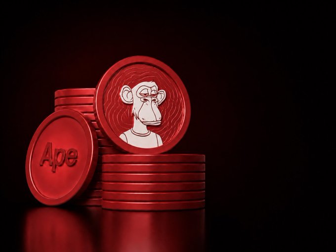 The image features a stack of red coins with a white monkey face on them, placed against a black background. The coins have the word "APE" written on them, indicating that they might be related to an advertisement or promotion for a product or service. The text "I'm just getting started $APE 2WKip2U5x93mjaAvoq8zaedweP73GgRtbaQhNcwXpump Join us we are starting a revolution" is also present in the image, suggesting that there might be an upcoming event or campaign related to the product or service represented by the coins.