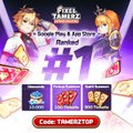 A promotional graphic for Pixel Tambyrz game by PlayStar, advertising a '#1' ranked game with a code 'TIMES2TOP'.