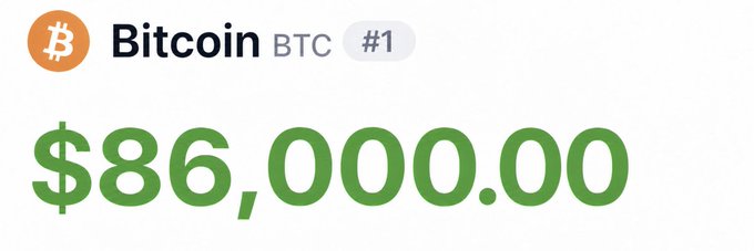 Bitcoin (BTC) is shown trading at $86,000.00, ranked #1, as the post suggests the "Great Rotation" of capital is flowing back into crypto with Bitcoin leading the charge.