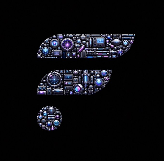 Creative typography design where the Wi-Fi symbol is constructed from various technological and sci-fi components including screens, buttons, circuit boards, and glowing purple/blue elements on a black background.