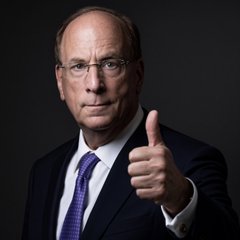 A photo of BlackRock CEO Larry Fink giving a thumbs-up gesture. The image pairs with the post highlighting BlackRock's significant Bitcoin and Ethereum buying spree, with Fink's approving gesture suggesting his bullish stance on these crypto holdings.