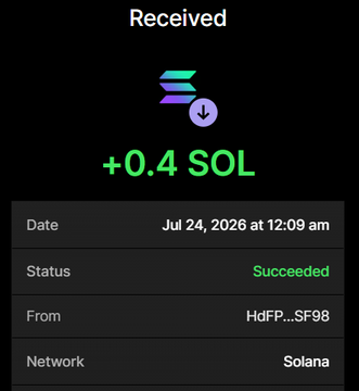 A screenshot confirms the successful receipt of +0.4 SOL on the Solana network on July 24, 2026, from wallet HdFP...SF98, verifying the user's purchase of 4 million $NOBULL tokens in the presale.