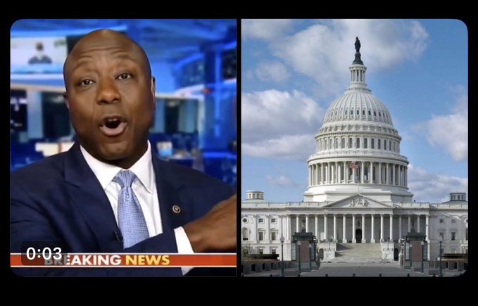 The image shows two different views of the U.S. Capitol building, with one view being a close-up of the building itself and the other showing a man wearing a suit talking about the Crypto Clarity Act. The text on the image reads "0:03 Taking News", which suggests that this is an article or segment discussing the Crypto Clarity Act.