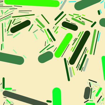 Abstract decorative pattern with green and dark green capsule/pill shapes scattered randomly on a cream/beige background.